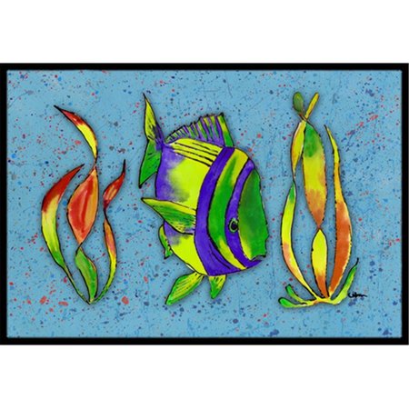 CAROLINES TREASURES 18 x 27 In. Tropical Fish on Blue Indoor or Outdoor Mat 8570MAT